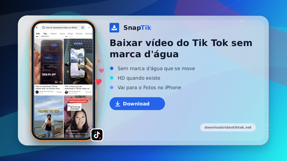 SnapTik - baixar vídeo do TikTok sem marca d'água
